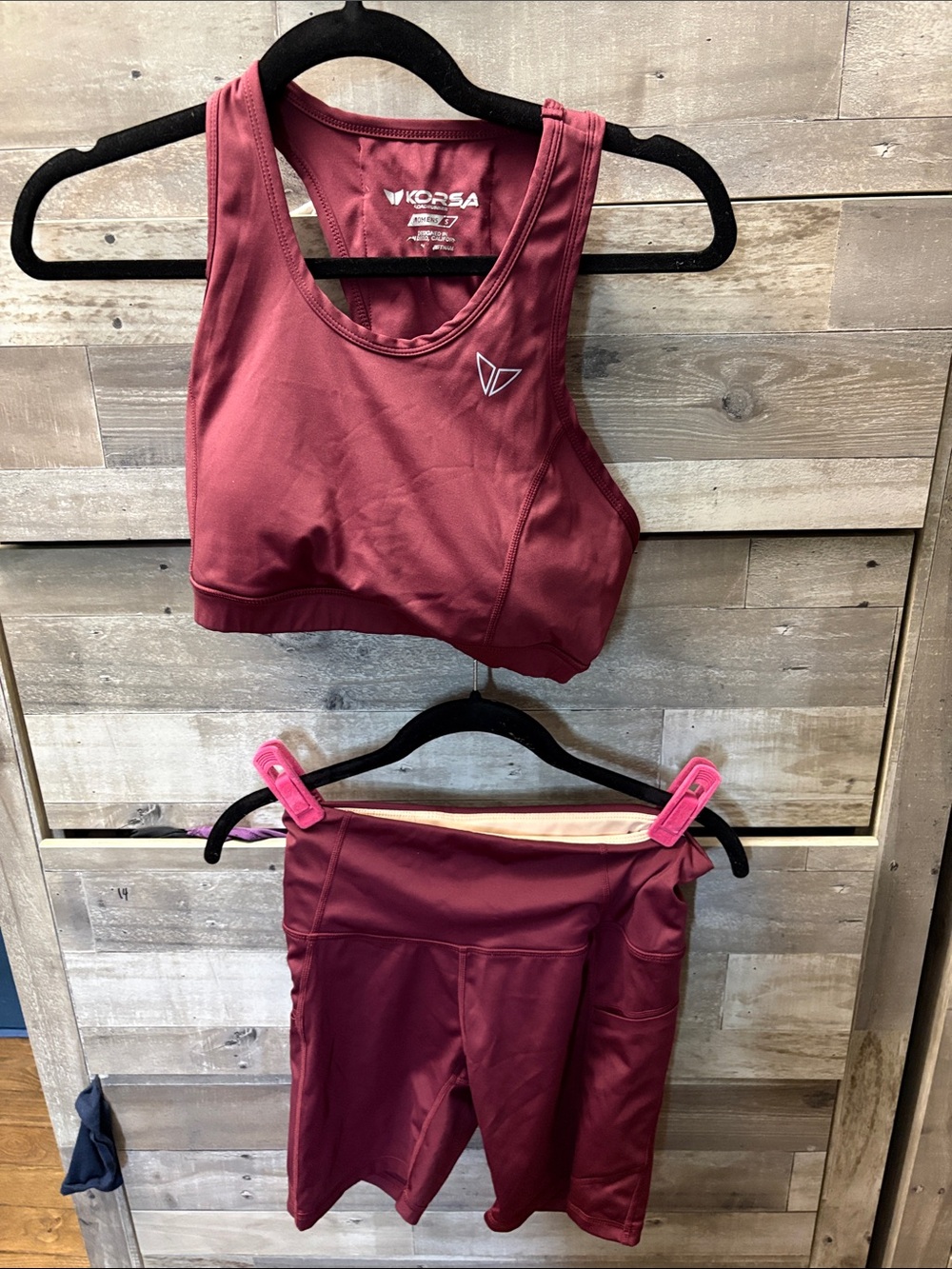 Korda  Burgundy Sports Bra and Shorts Active Set